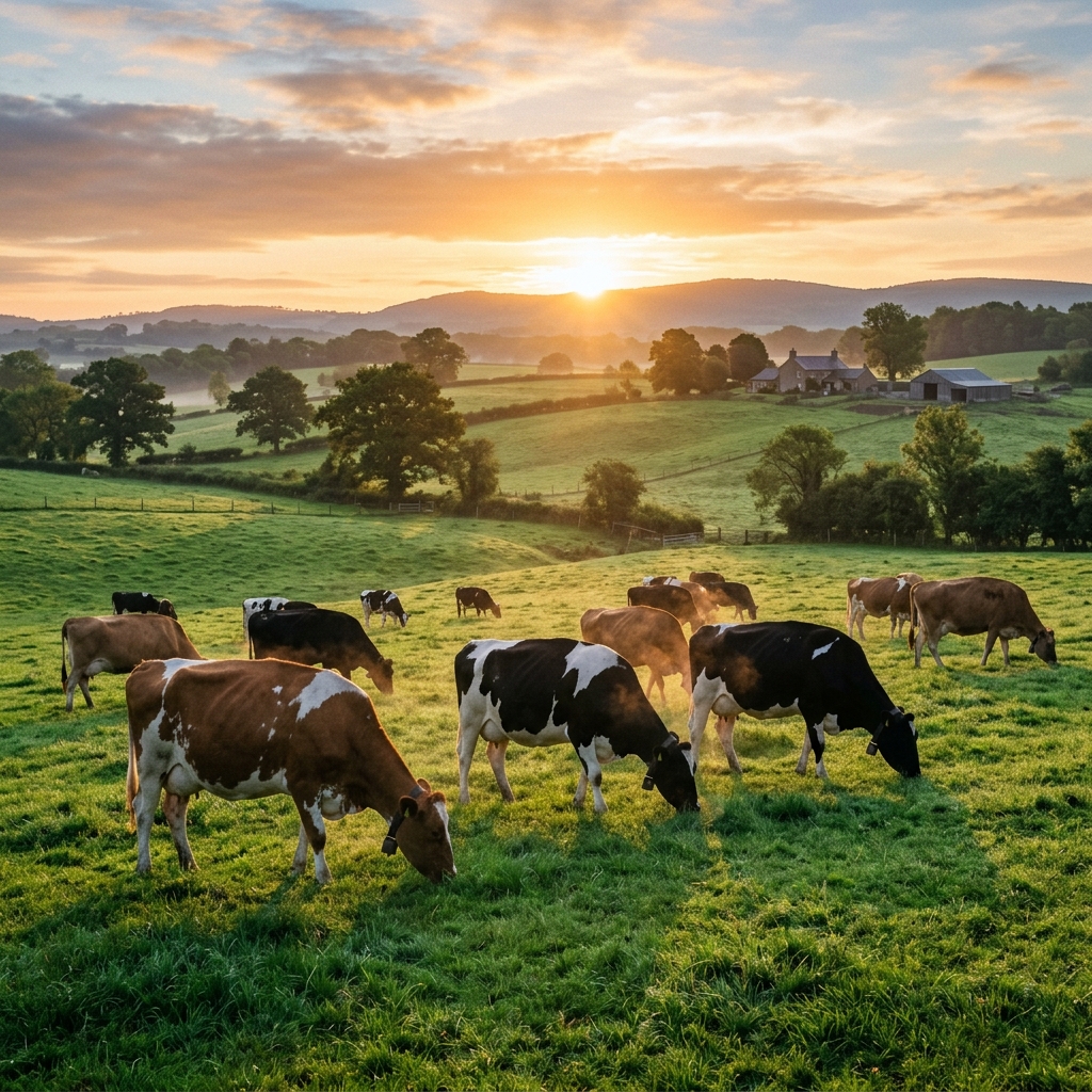 Cows grazing safely in our shelter